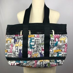 Lesportsac Cat Meow Medium Travel Tote with Cosmetic Pouch